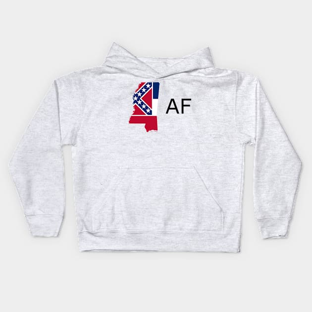 Mississippi Flag State Outline AF (black) Kids Hoodie by Big Term Designs